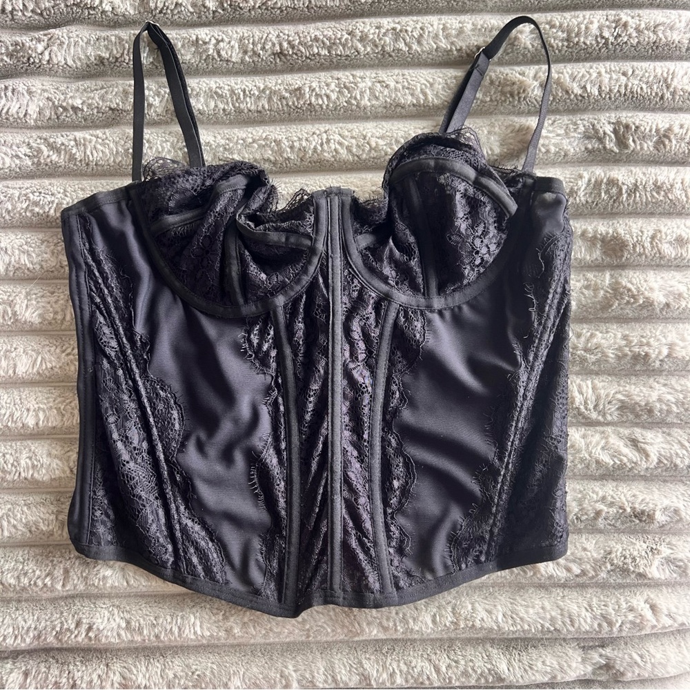 Black Lace Bustier Top